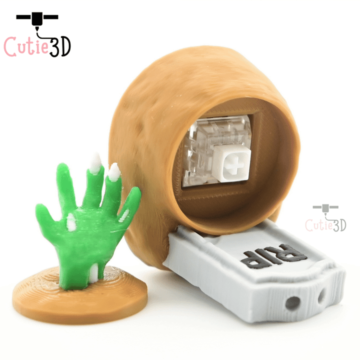 3D Printable Cutie3D Halloween Tombstone With Zombie Hand Keycap